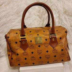 Authentic MCM Vintage Boston Cognac Monogram Visetos